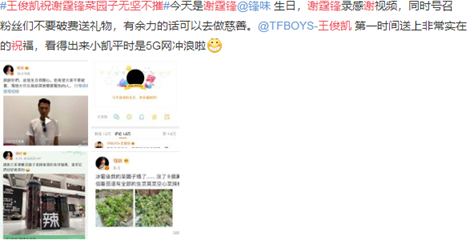 谢霆锋生日，王俊凯祝锋哥菜园子无坚不摧，锋哥会如何回应？