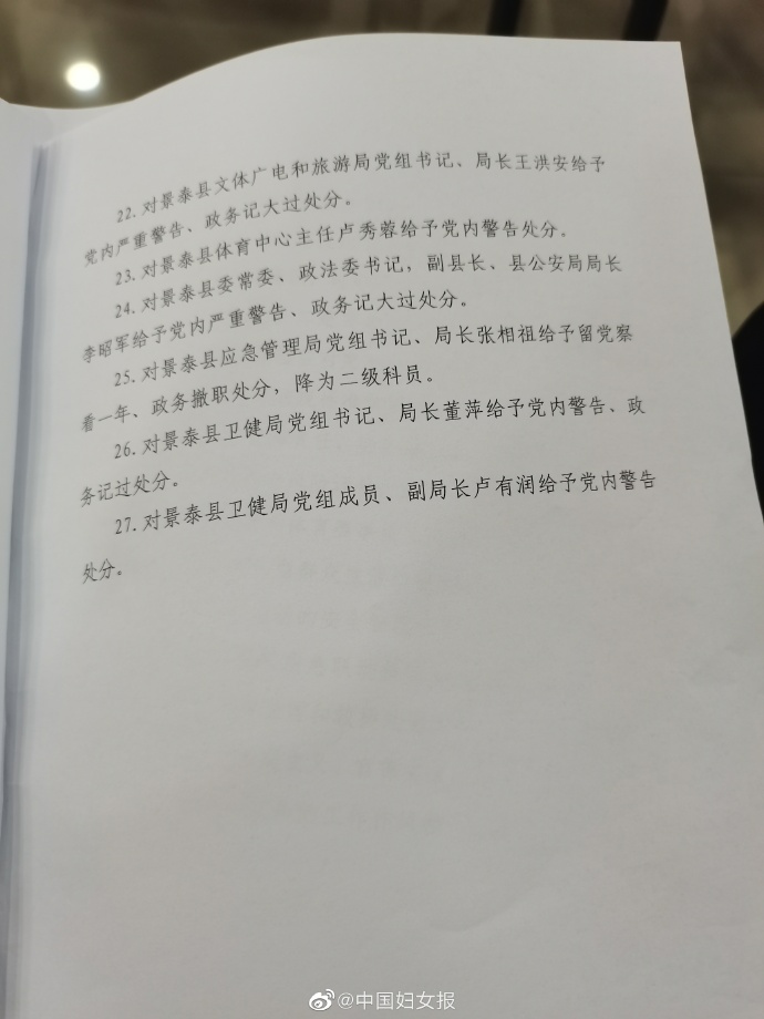 白银市景泰县“5•22”公共安全责任事件追责问责情况通报