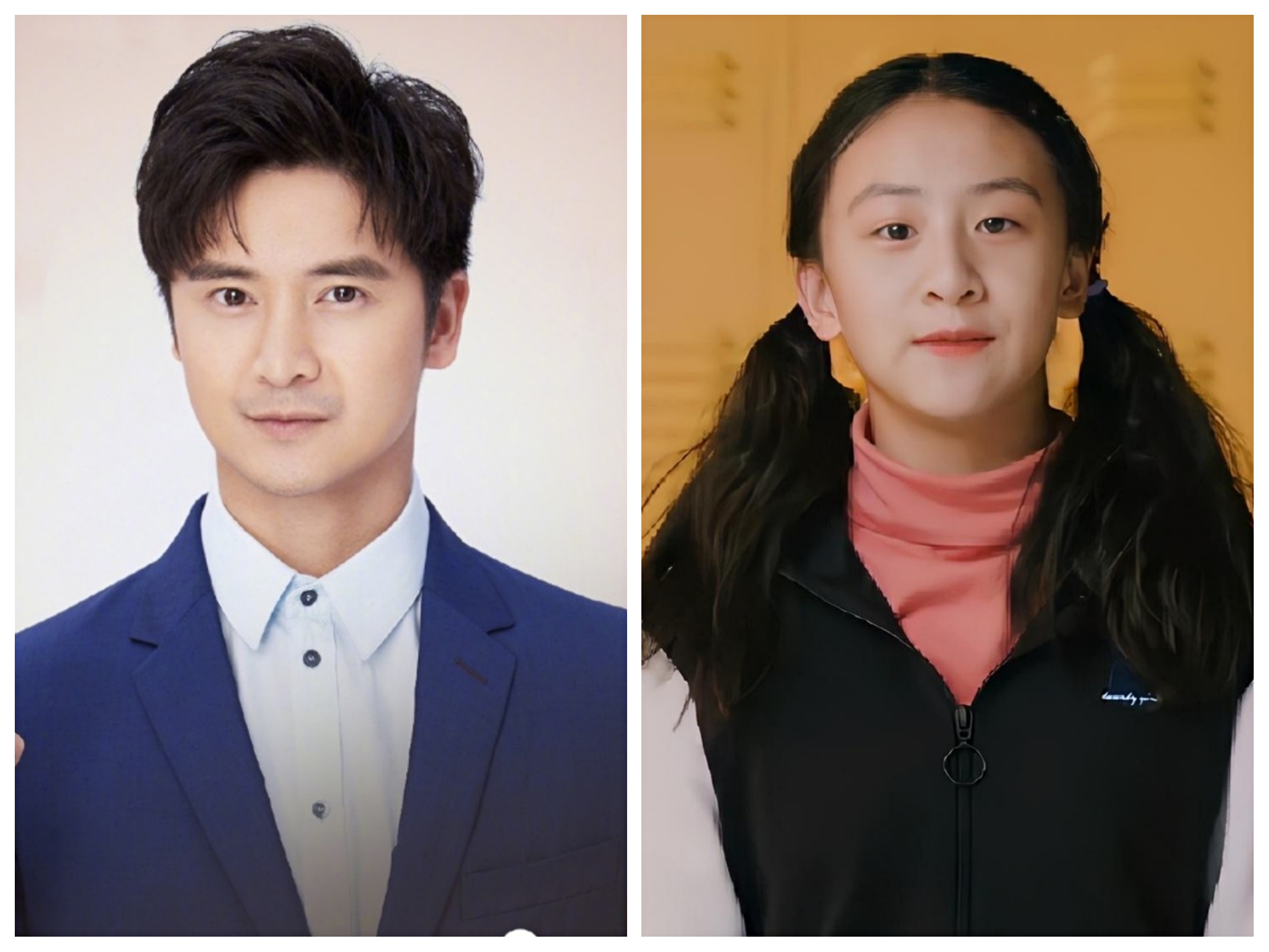 森碟再接新代言，扎雙馬尾穿扮略顯土氣，長相和田亮如復制粘貼
