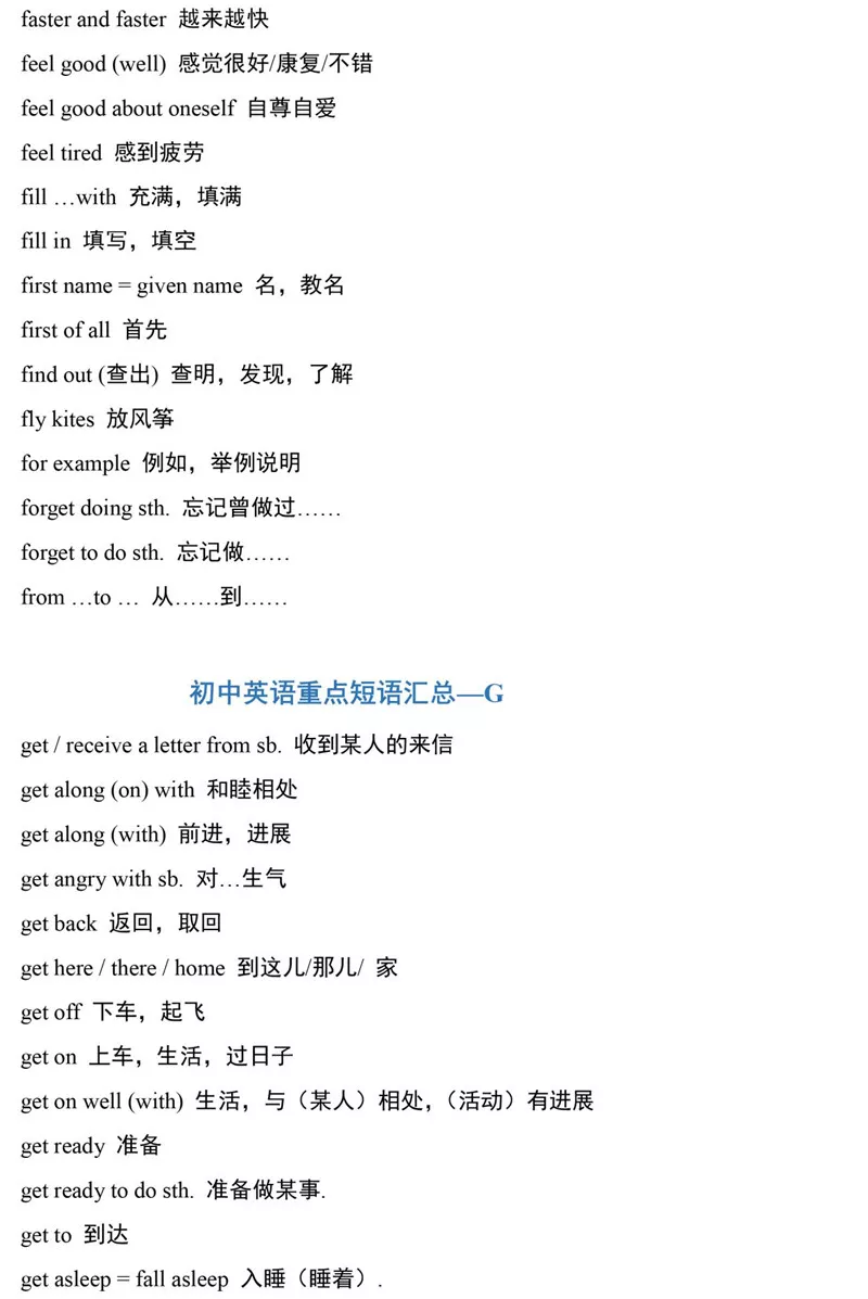 初一到初三英语，489个重点短语词组汇总，收藏打印