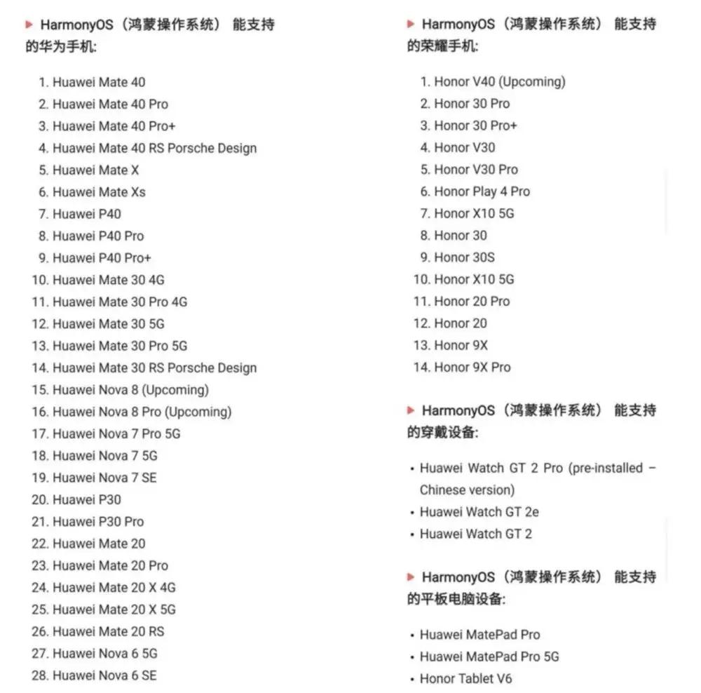 华为鸿蒙OS适配名单曝光，需麒麟710以上，华为荣耀均可适配