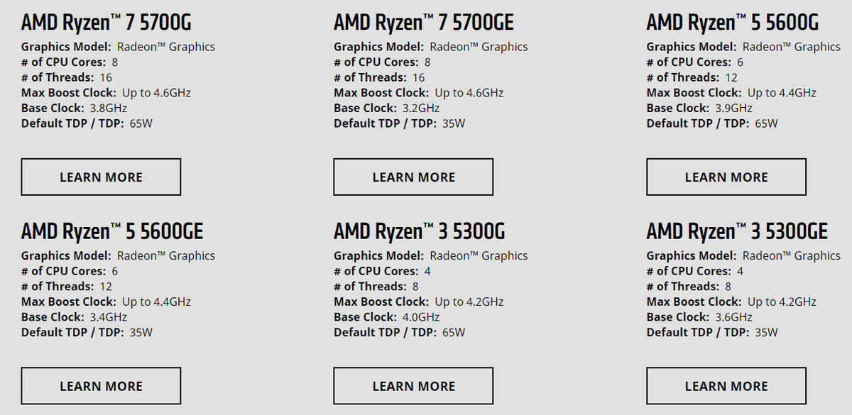 强悍的ZEN3 APU要零售，AMD正式发布锐龙5000G桌面处理器