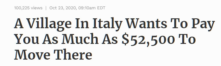 搬来住就给34万！意大利绝美村庄免费发房给钱，只为增加人口