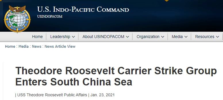 大动作！美国宣布：罗斯福航空母舰进驻“南中国海”