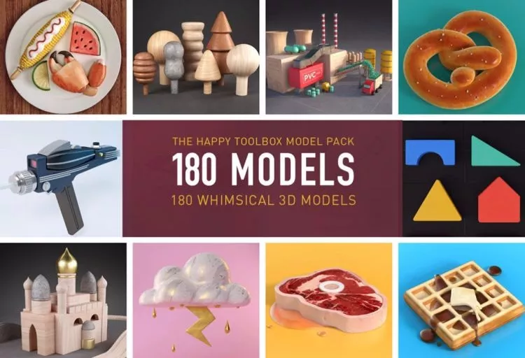 送你C4D三维模型素材：700套C4D三维模型素材合集，彻底告别C4D难