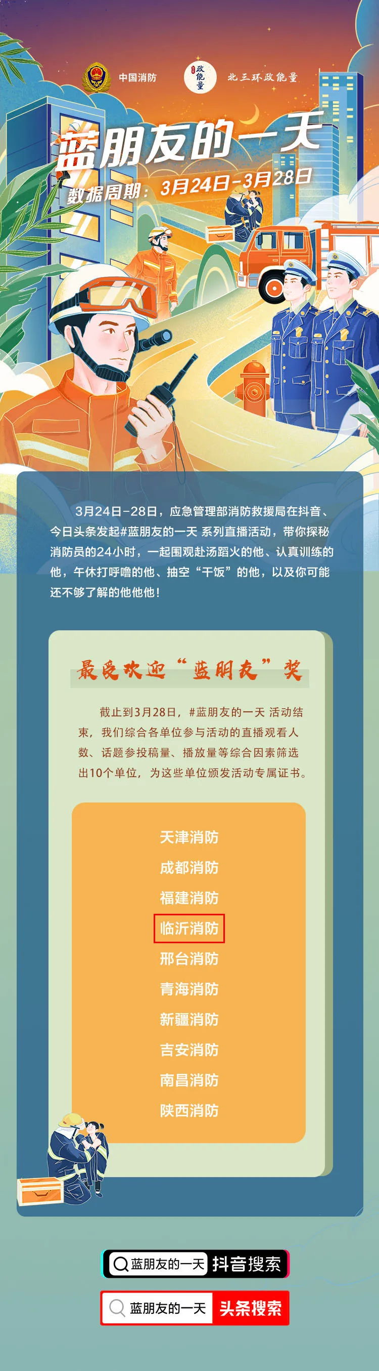 临沂消防新媒体账号荣获部局最受欢迎“蓝朋友”奖
