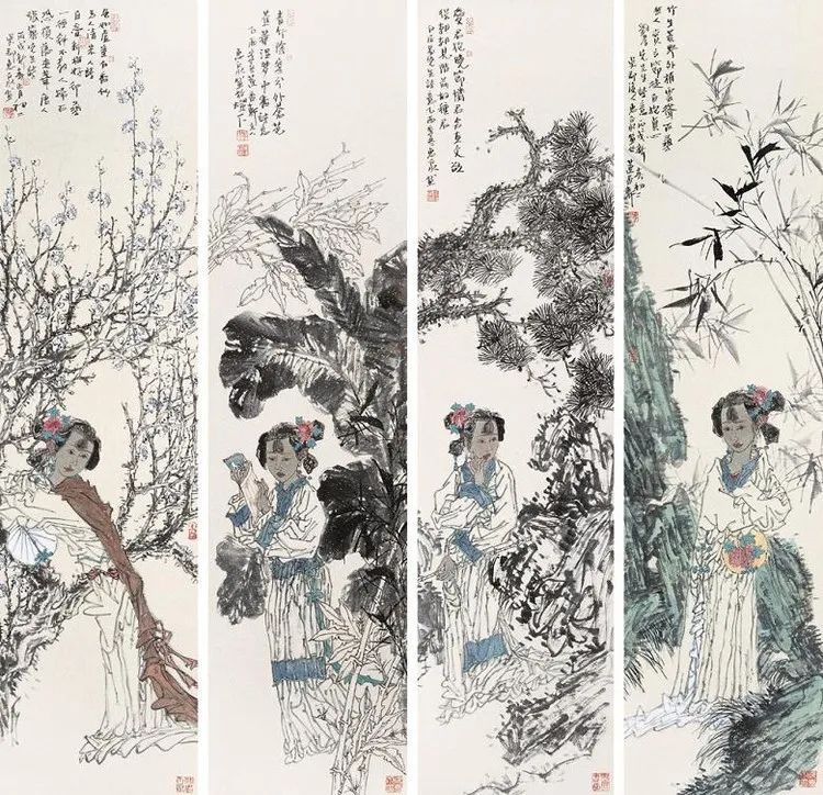 柔美多姿，仪态万方——著名画家徐惠泉以工笔重彩将东方女性的美跃然纸上