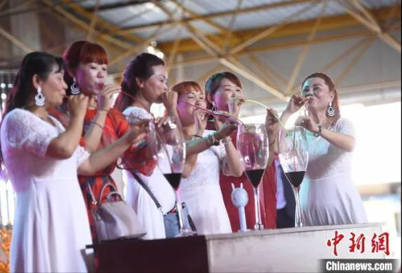 酒王争霸赛 重庆民众拿巨杯豪饮红酒