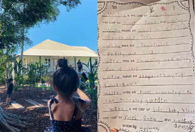 昆凌晒女儿写的英文诗，华美又细腻，赞海瑟薇浪漫基因来自周杰伦