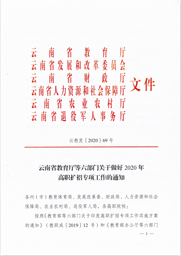 2020云南医药健康职业学院挂读招生