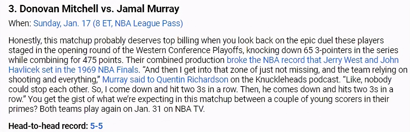 官網評新賽季8大對決！詹皇戰小卡屈居第2，杜蘭特庫里交鋒第5