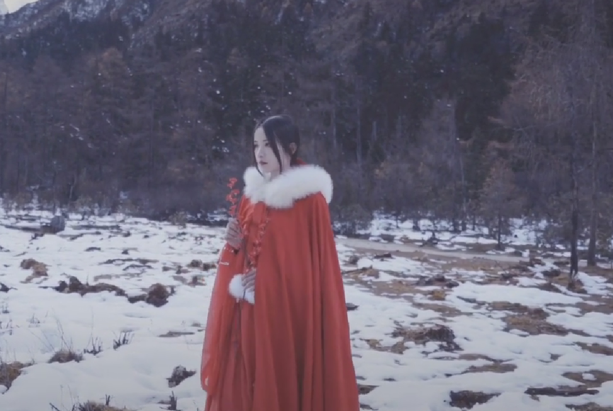 Bai Xue flushs a plum, pat in snow Chinese take, netizen: Is this fairy? 