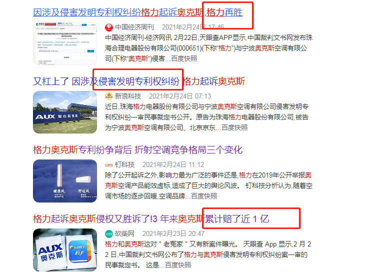 专利侵权案例：奥克斯三年赔偿格力上亿，知识产权决定品牌地位