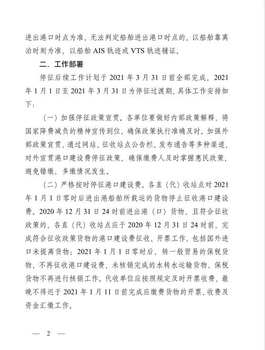 「重磅」福利！免征港建费，2021年1月1日起港建费全面停收