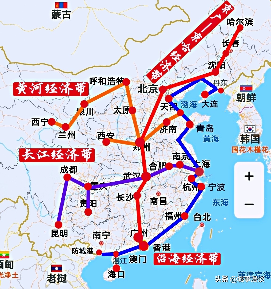 我国未来重点发展4大经济带，5市位于两带交汇处，将进入发展核心