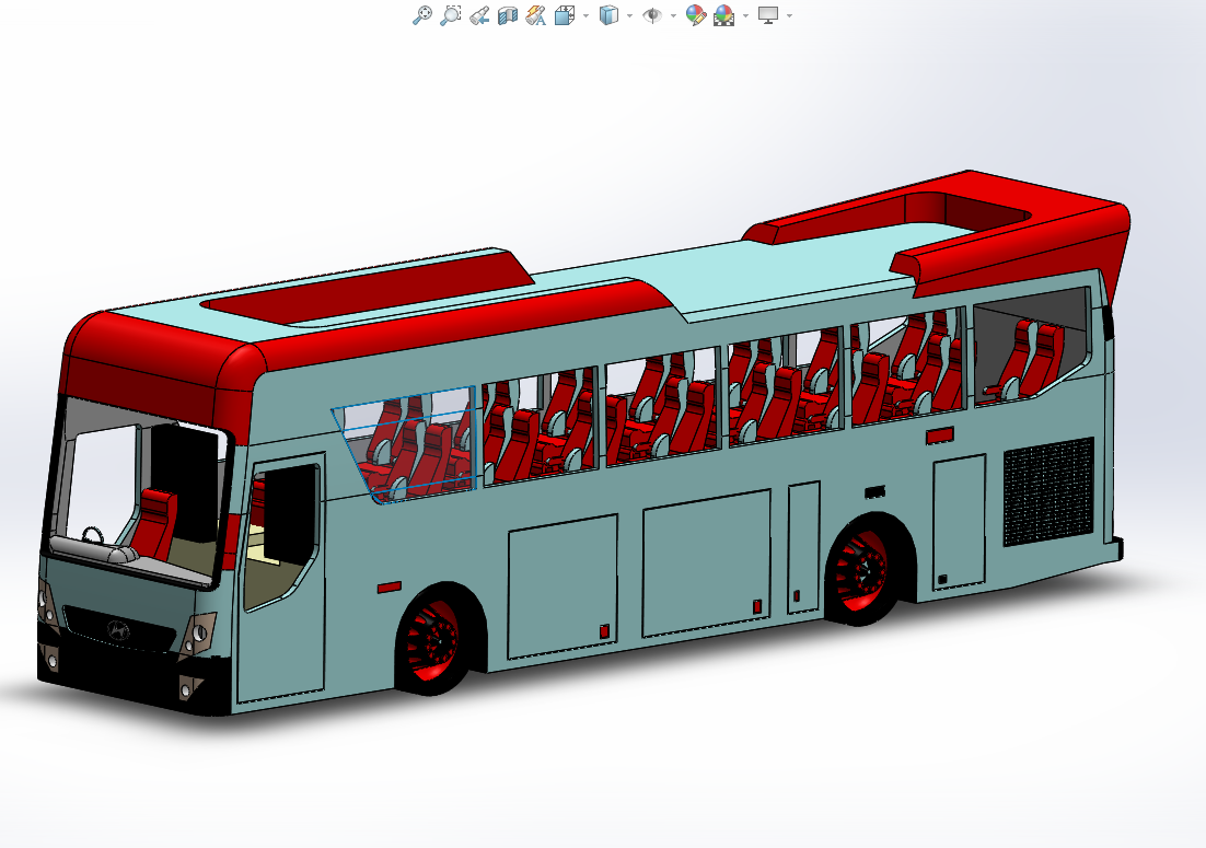 hyundai大巴士公交车简易模型3D图纸 Solidworks设计