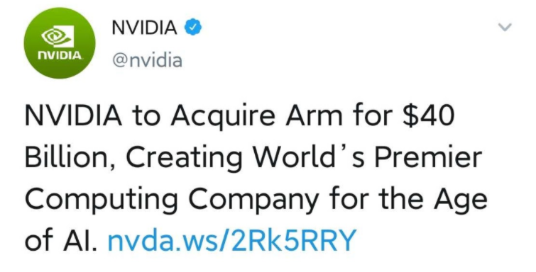 英伟达400亿美元收购Arm！但不参与手机市场 和ARM互补