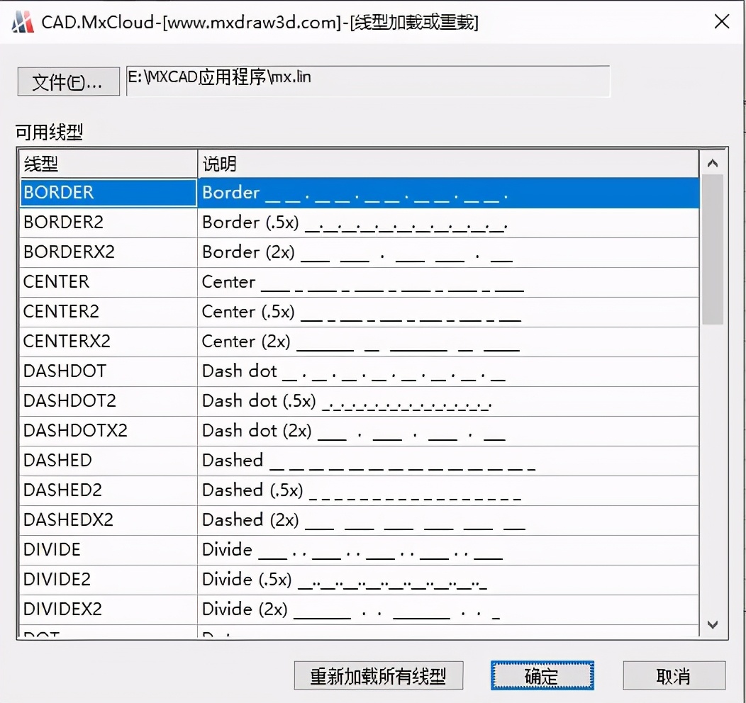 CAD夢想畫圖中的“線型設定”