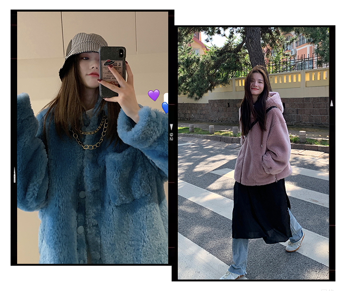 羊羔毛+鲨鱼裤，时髦感炸裂啊