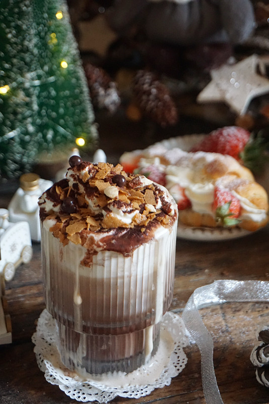 Christmas hot drink is fragile a snow top chocolate rub card coffee, cafe 42 yuan, oneself make simple petty gain