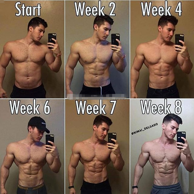 肌肉男減脂八周的變化，你最喜歡哪一周的身材？