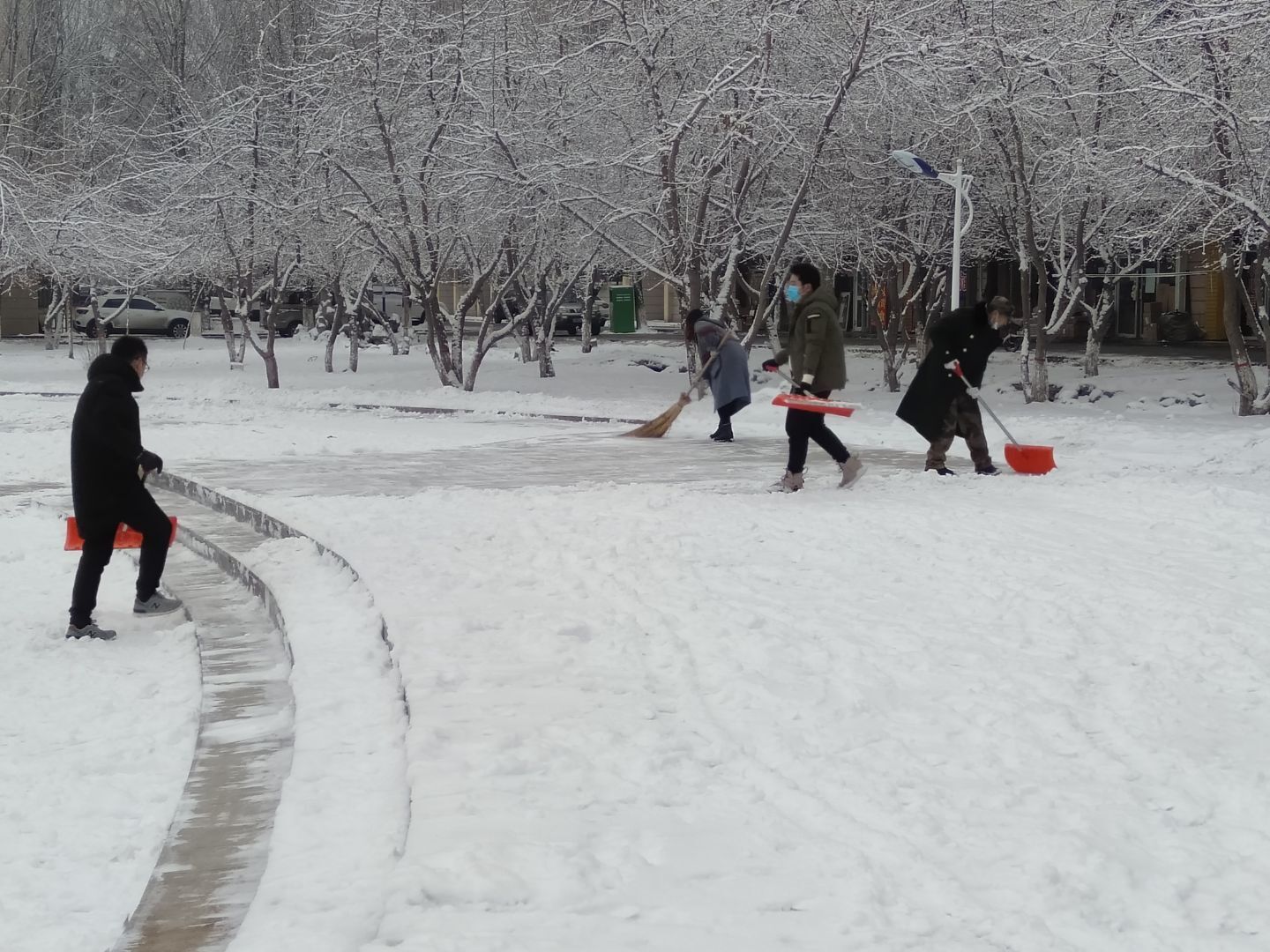 东城街道40社区开展“集中清理小区积雪 助力创城暖人心”活动