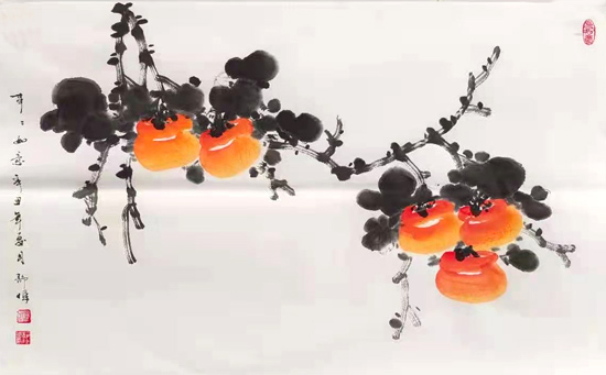 一枝一葉總關(guān)情 一筆一劃見風(fēng)骨——品讀楊靜偉先生國畫作品《事事(柿柿)如意》