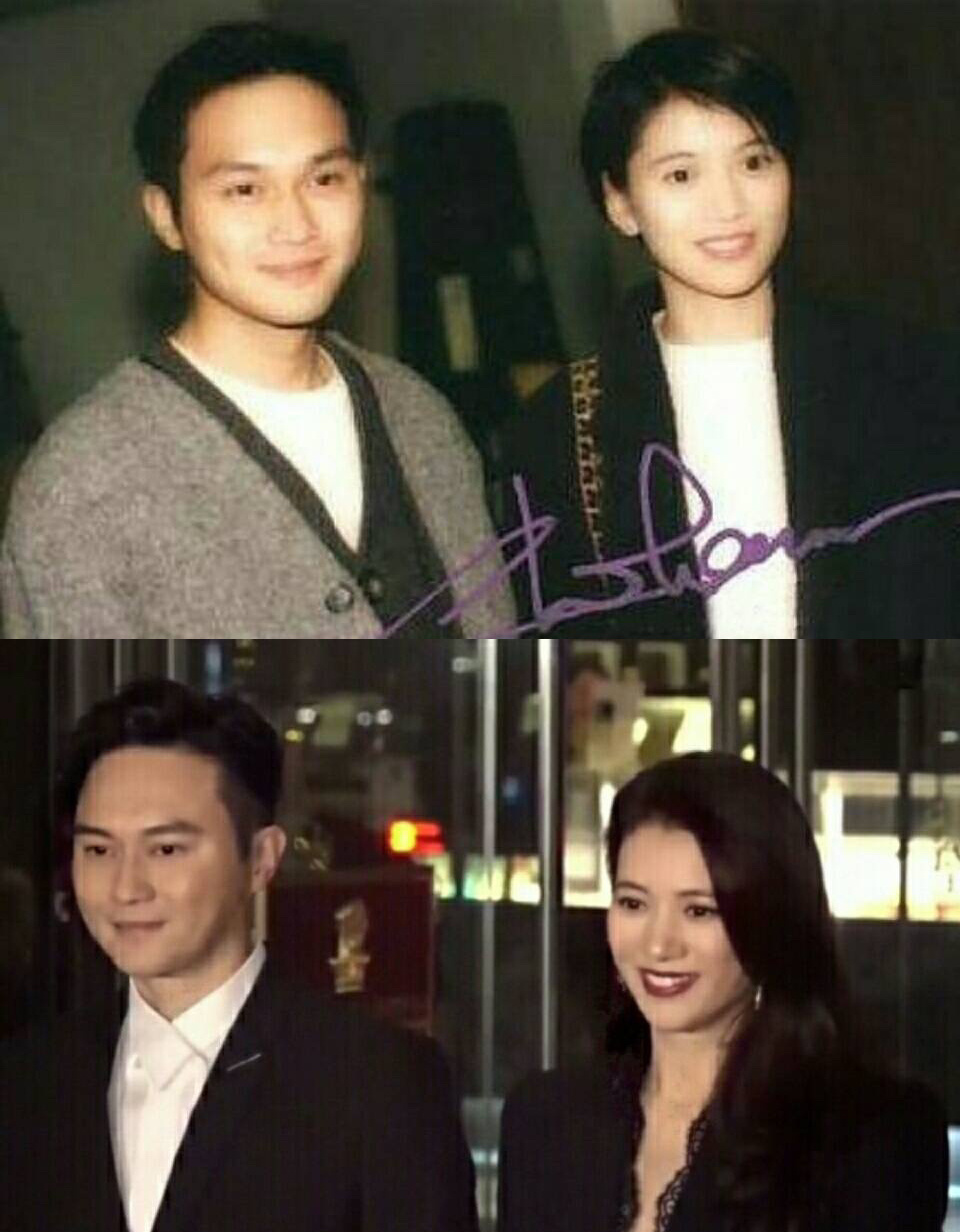 张智霖夫妇偶遇张艺兴，三人合影留念，无滤镜下袁咏仪素颜显沧桑