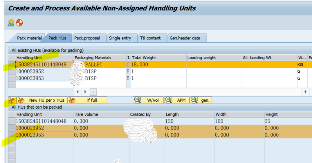 SAP HUM 使用HU02将几个HU打包到一个外层新的HU号码里