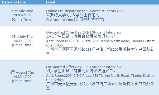 7月19日-7月23日英国院校信息更新（newsletter）