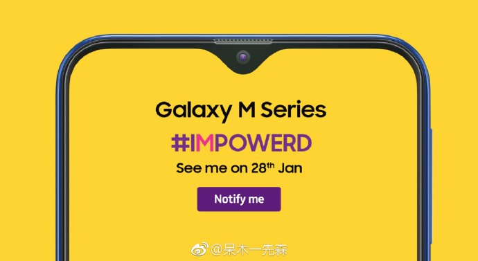 三星Galaxy M系列产品官方网站宣布发布，1月28日公布！水珠刘海屏 双摄像头