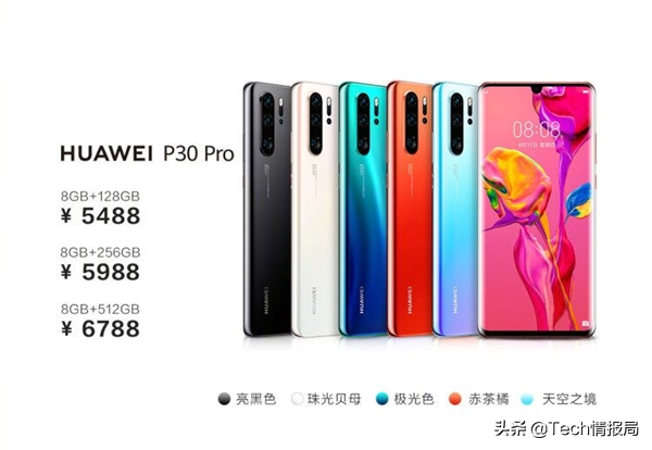 华为公司P30/P30 Pro中国发行价钱发布：两大版本号相距1500元，买哪一款？