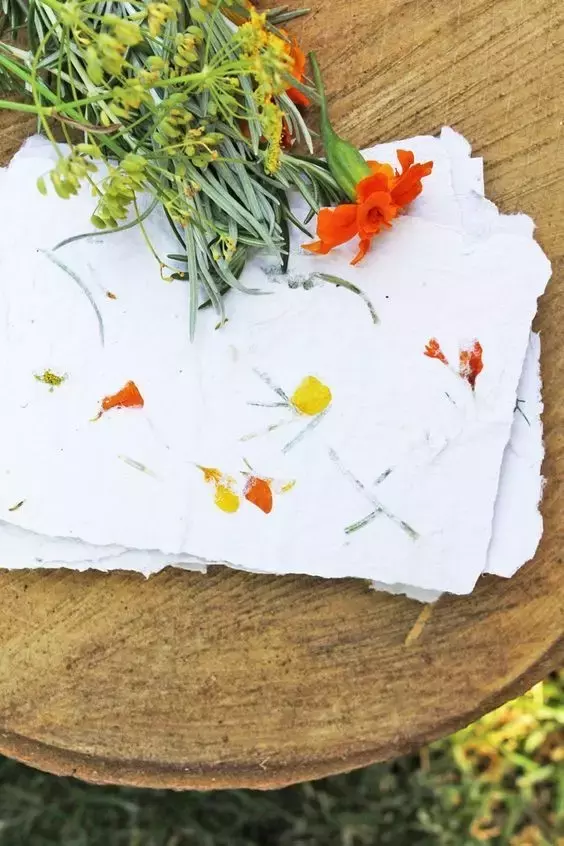 把废纸撕碎,做美丽的鲜花再生纸,成品也太美了吧...