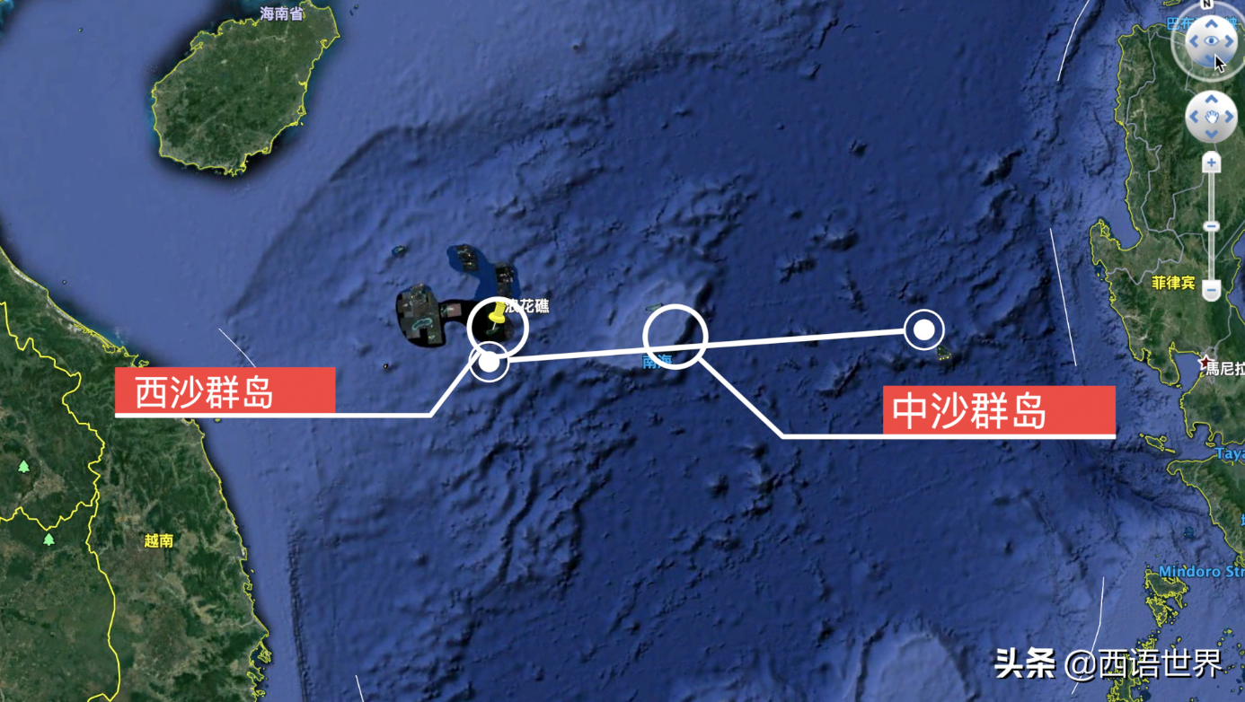 南海中心浪花礁，位于中沙和西沙群岛之间，位