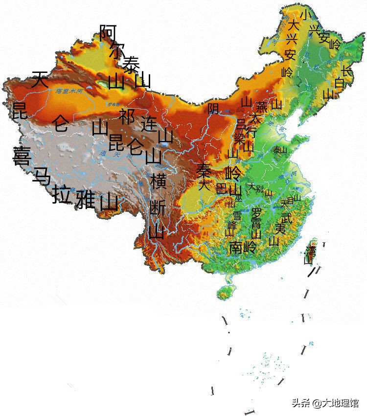 用地圖讀懂中國五大地形:山地,高原,盆地,平原,丘陵