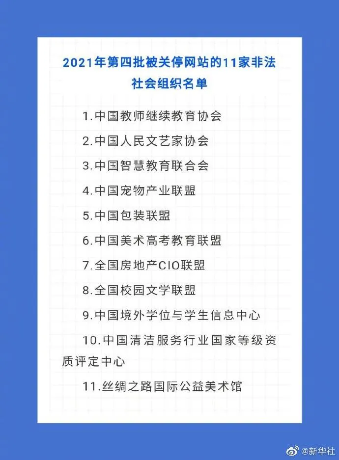 中國人民文藝家協(xié)會等11家非法社會組織網(wǎng)站被關(guān)停