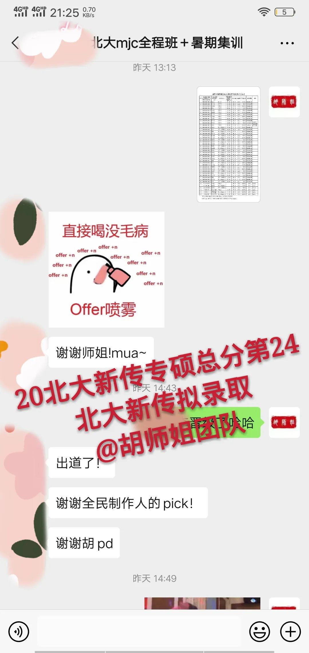 包揽北大本部6个状元！胡师姐20北大班录取喜报