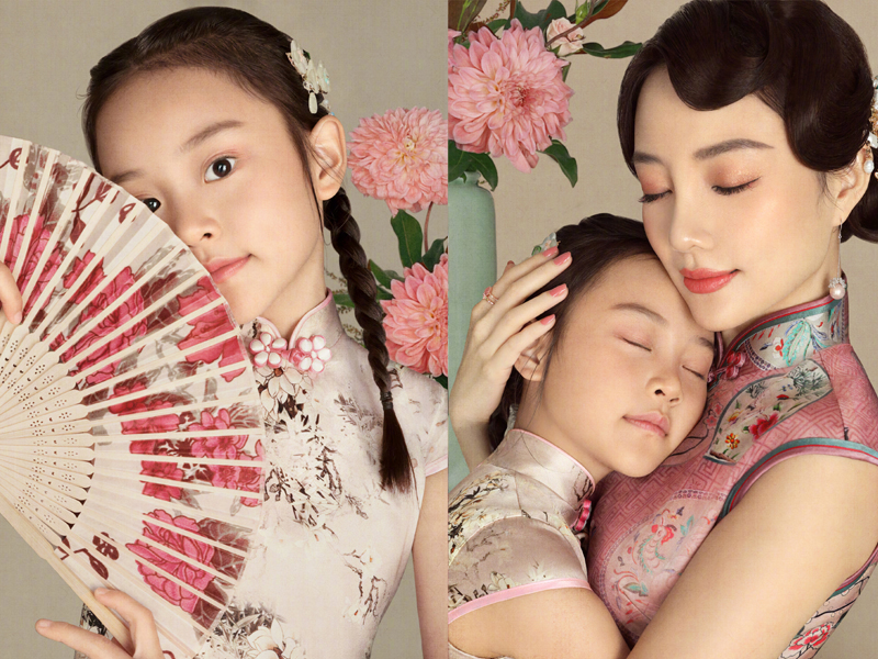 女漢子小甜馨長大了！ 李小璐曬親子旗袍照，也有點大家閨秀氣質了