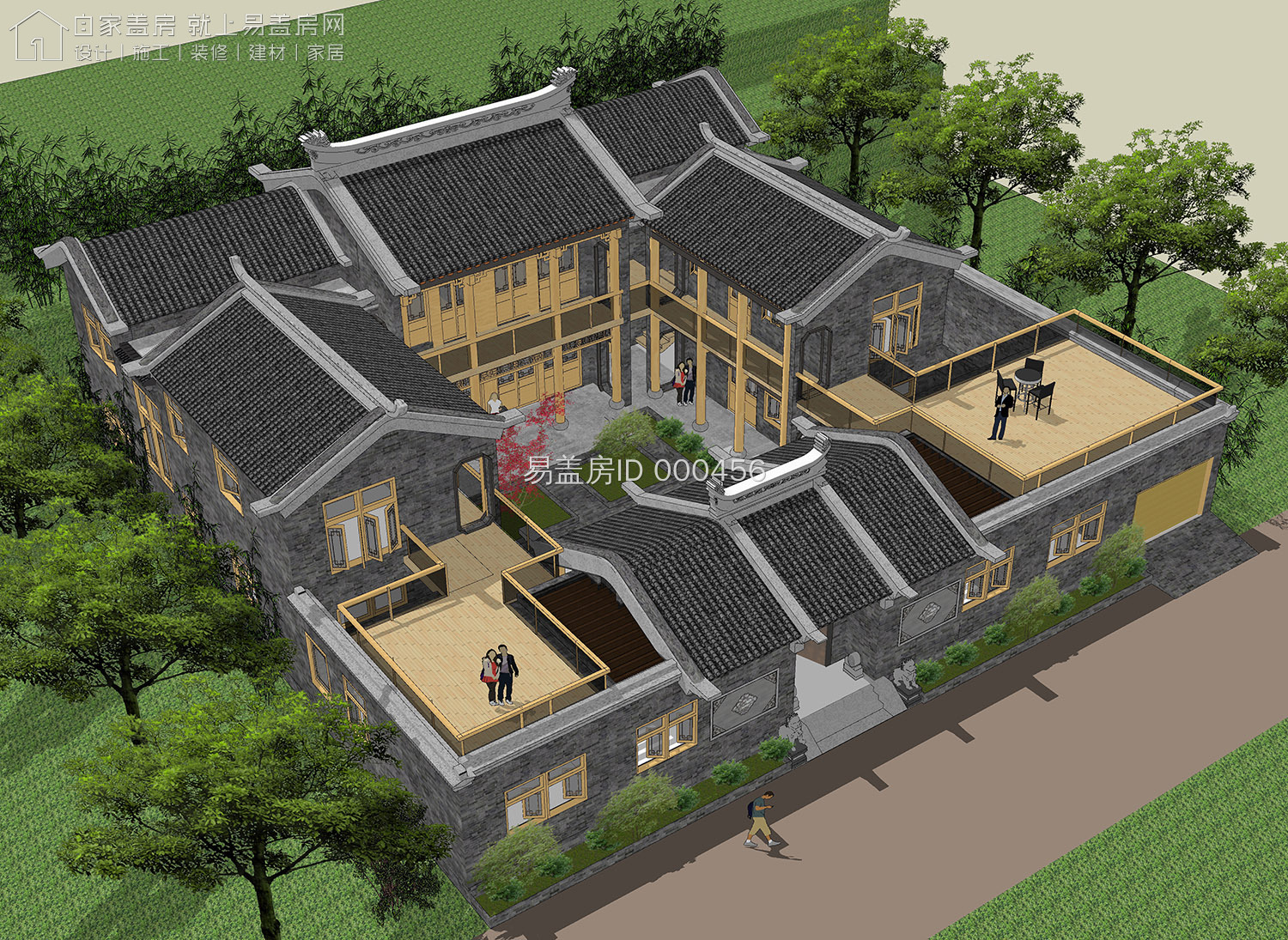 建了不虧的仿古四合院，青磚和木材的使用讓設(shè)計(jì)更為古色古香