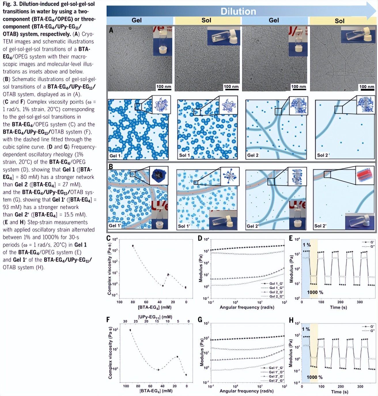 Dilution-induced gel-sol-gel-sol transition of competing supramolecular ...