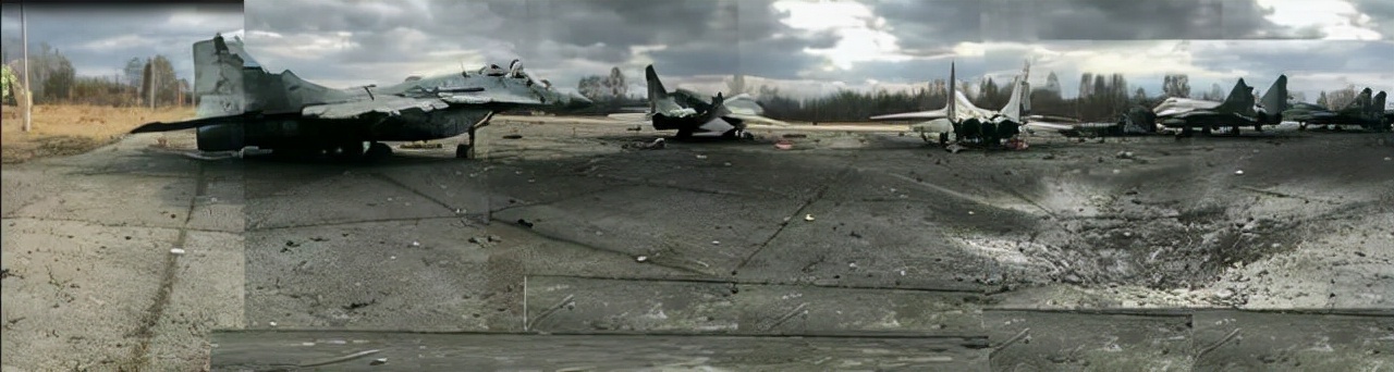 Destroyed Ukrainian MiG-29s  in Ivano-Frankivsk Airport